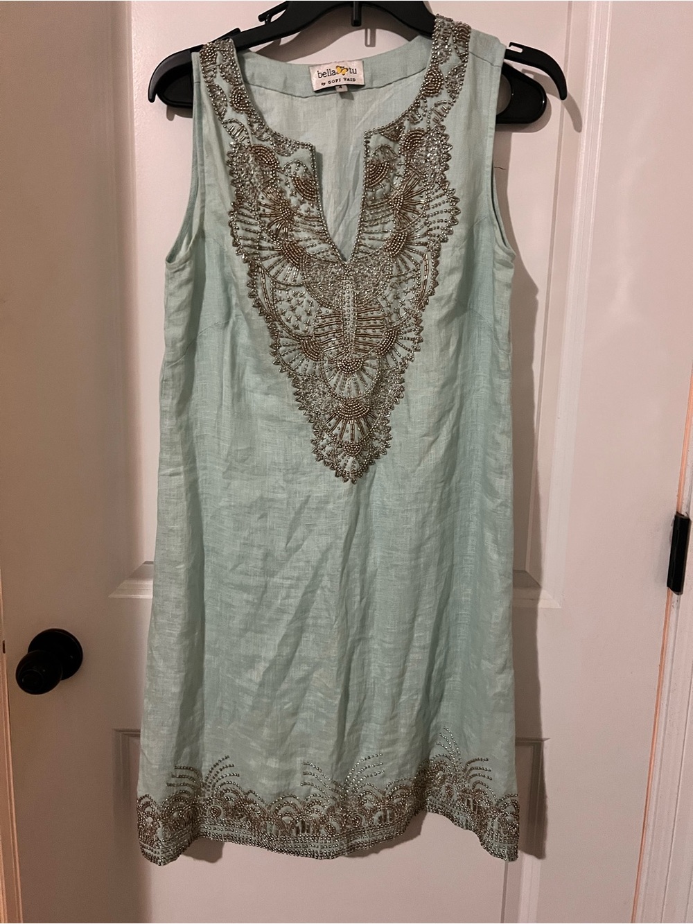 Gopi Vaid Bella tu Mint Bead Embellished Sleeveless dress